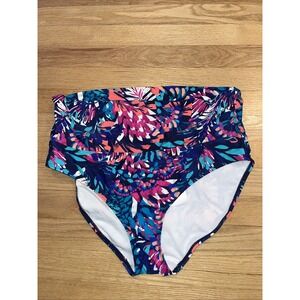 Island Escape NAVY MULTI Tahiti‎ Bikini Swim Bottom Size-12